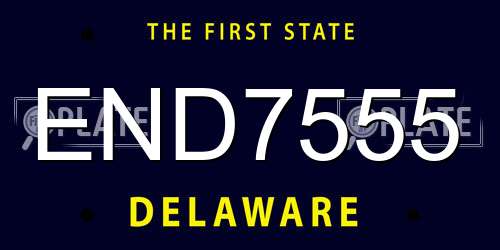 END7555 Delaware License Plate