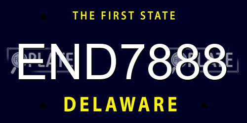 END7888 Delaware License Plate