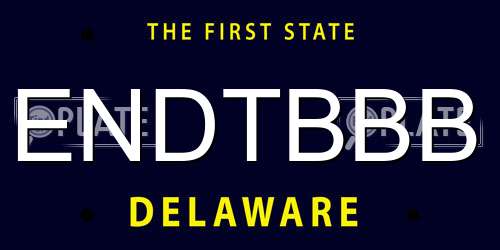 ENDTBBB Delaware License Plate
