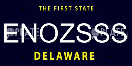 ENOZSSS Delaware License Plate