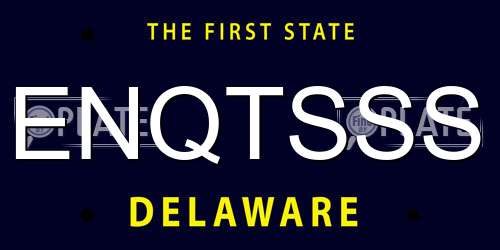 ENQTSSS Delaware License Plate