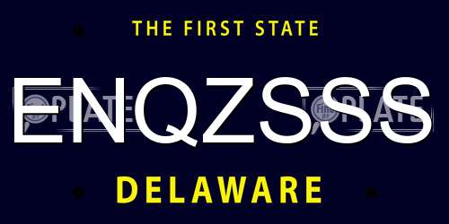 ENQZSSS Delaware License Plate