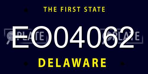 EO04062 Delaware License Plate