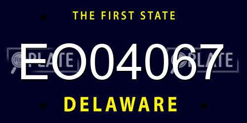 EO04067 Delaware License Plate