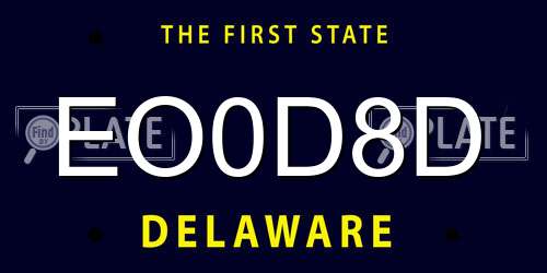 EO0D8D Delaware License Plate