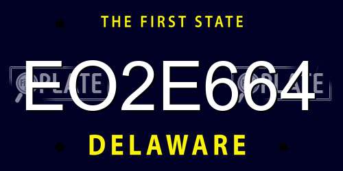EO2E664 Delaware License Plate
