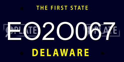 EO2O067 Delaware License Plate