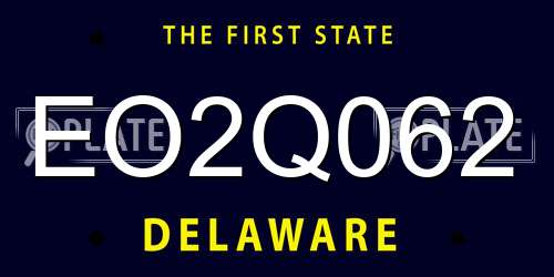EO2Q062 Delaware License Plate