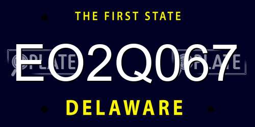 EO2Q067 Delaware License Plate