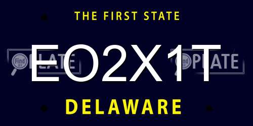 EO2X1T Delaware License Plate