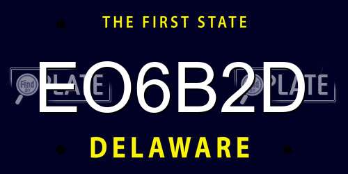 EO6B2D Delaware License Plate