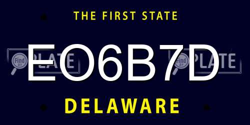 EO6B7D Delaware License Plate