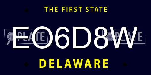 EO6D8W Delaware License Plate