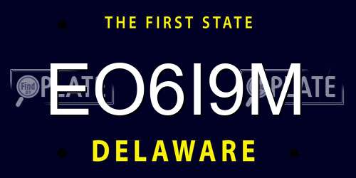EO6I9M Delaware License Plate