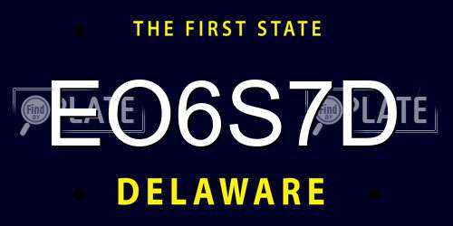 EO6S7D Delaware License Plate