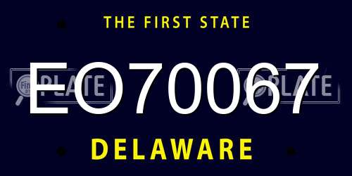 EO70067 Delaware License Plate