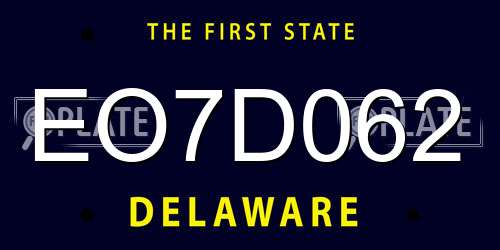 EO7D062 Delaware License Plate