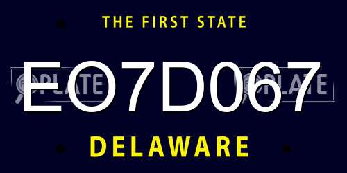 EO7D067 Delaware License Plate