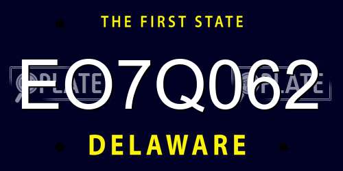 EO7Q062 Delaware License Plate