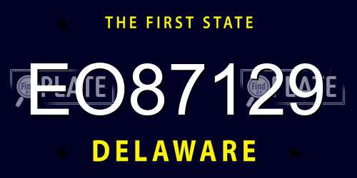 EO87129 Delaware License Plate