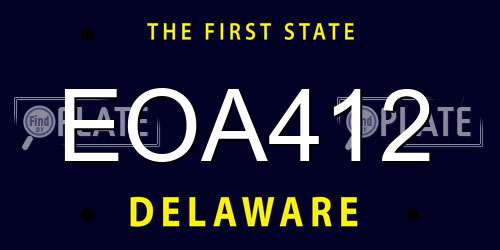 EOA412 Delaware License Plate