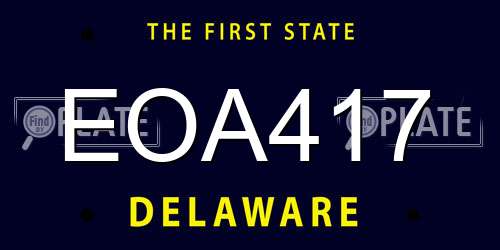 EOA417 Delaware License Plate