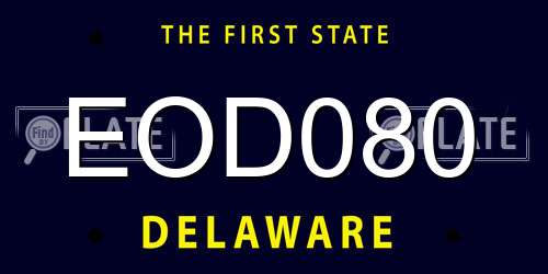 EOD080 Delaware License Plate