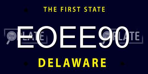 EOEE90 Delaware License Plate