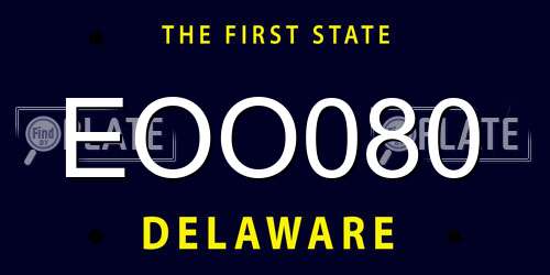 EOO080 Delaware License Plate