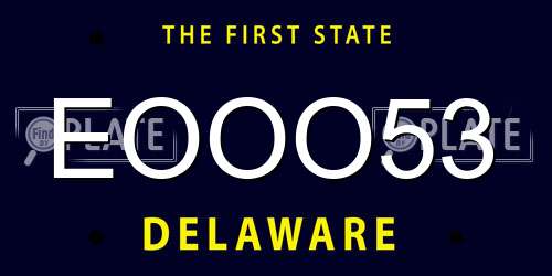 EOOO53 Delaware License Plate