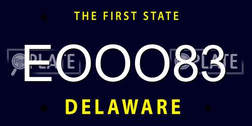 EOOO83 Delaware License Plate
