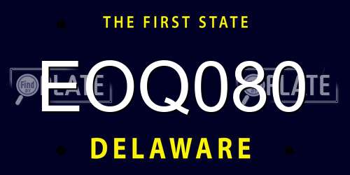 EOQ080 Delaware License Plate