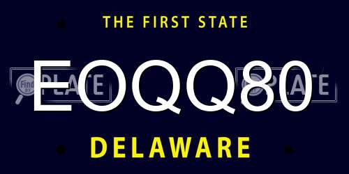 EOQQ80 Delaware License Plate
