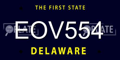 EOV554 Delaware License Plate