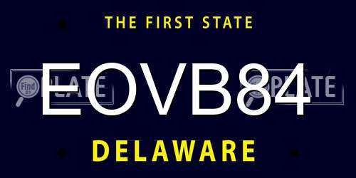 EOVB84 Delaware License Plate