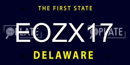 EOZX17 Delaware License Plate