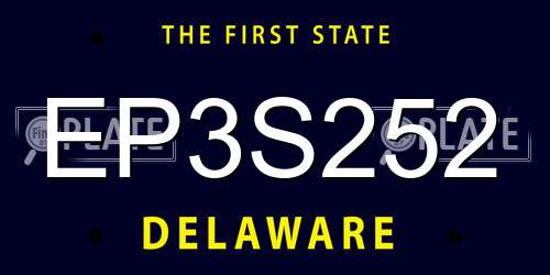 EP3S252 Delaware License Plate