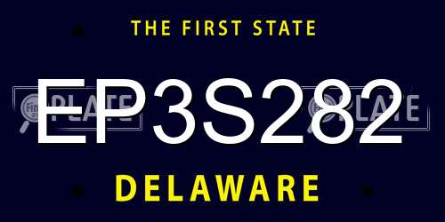 EP3S282 Delaware License Plate