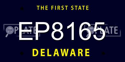 EP8165 Delaware License Plate