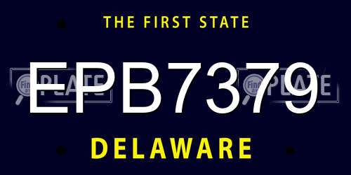 EPB7379 Delaware License Plate