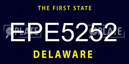 EPE5252 Delaware License Plate