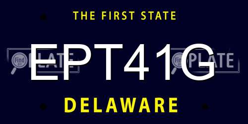 EPT41G Delaware License Plate