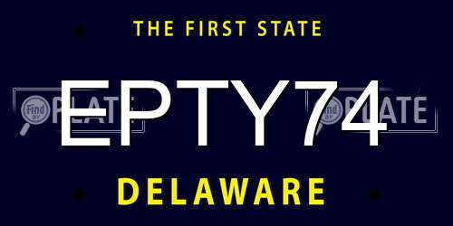 EPTY74 Delaware License Plate