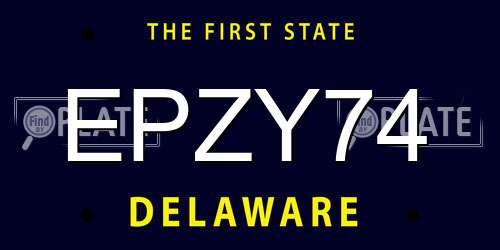 EPZY74 Delaware License Plate