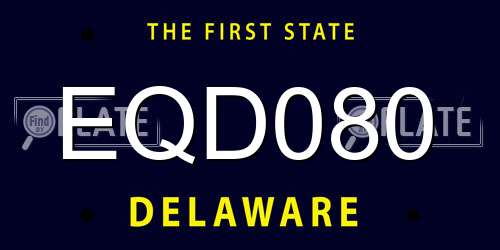 EQD080 Delaware License Plate