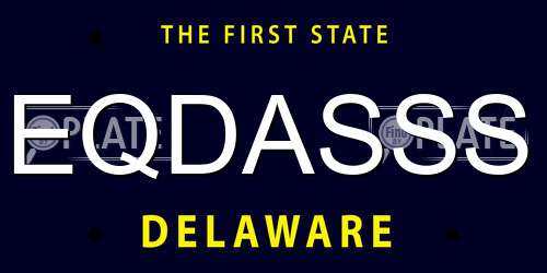 EQDASSS Delaware License Plate