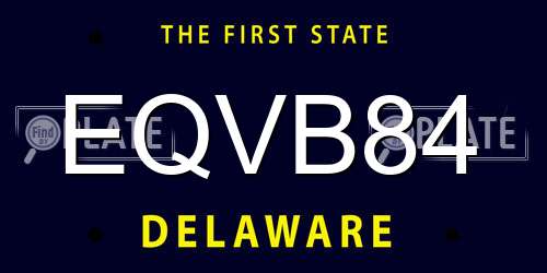 EQVB84 Delaware License Plate