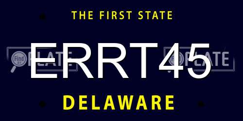 ERRT45 Delaware License Plate