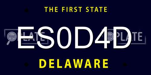 ES0D4D Delaware License Plate