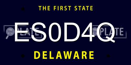 ES0D4Q Delaware License Plate